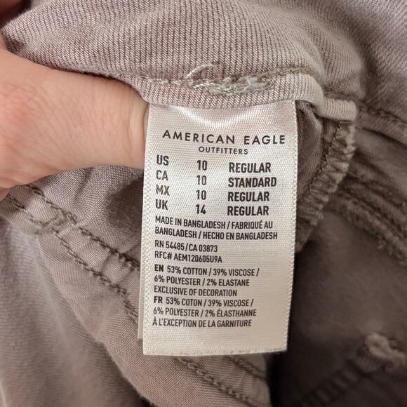 American Eagle Women Jegging Jeans 10 Taupe Distressed Next Level Stretch Skinny - Picture 6 of 6